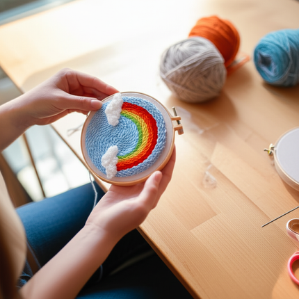 Simple Pattern Punch Needle Embroidery Kit for Beginners Kids DIY Needlework Wool Work Decorative Paintings Home Decor - gallery 1