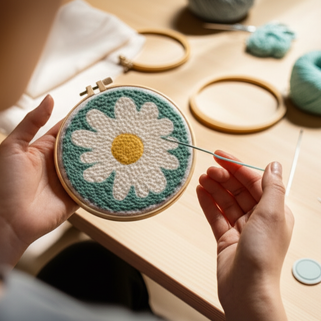 Simple Pattern Punch Needle Embroidery Kit for Beginners Kids DIY Needlework Wool Work Decorative Paintings Home Decor - gallery 1
