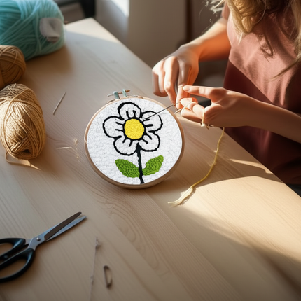 Simple Pattern Punch Needle Embroidery Kit for Beginners Kids DIY Needlework Wool Work Decorative Paintings Home Decor - gallery 1