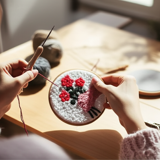 Simple Pattern Punch Needle Embroidery Kit for Beginners Kids DIY Needlework Wool Work Decorative Paintings Home Decor - gallery 1