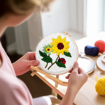 Punch Needles Embroidery Package Kit Beginner Flower Yarn Magic Needle For Embroidery Set Home Decor Needle Art Craft Kit Gift - gallery 1