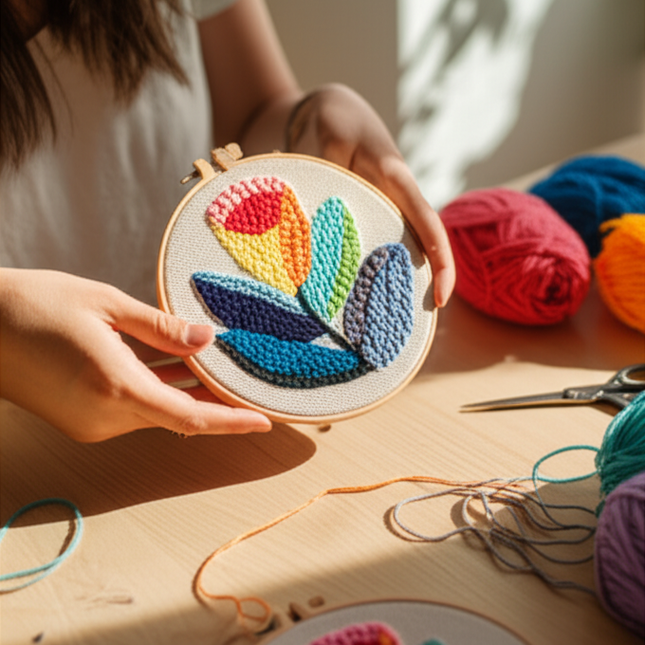 Simple Pattern Punch Needle Embroidery Kit for Beginners Kids DIY Needlework Wool Work Decorative Paintings Home Decor - gallery 1