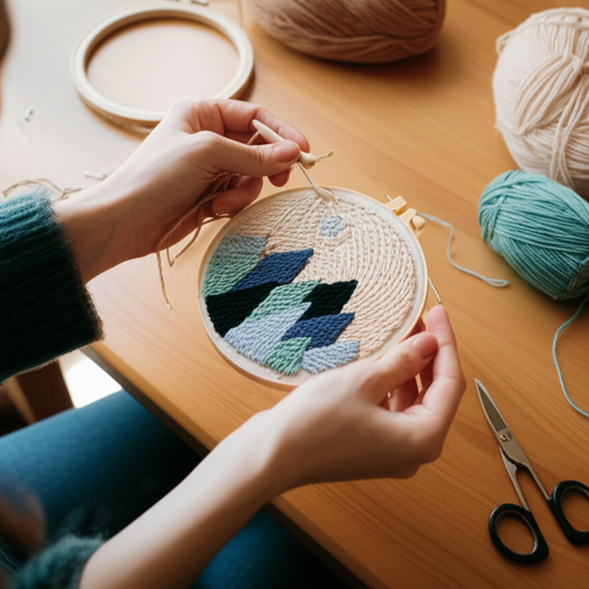 Mountains Scenery Punch Needle Embroidery Kit with Yarn for Beginners DIY Needlework Wool Work Decorative Paintings Home Decor - gallery 1
