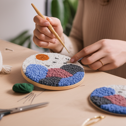 Mountains Scenery Punch Needle Embroidery Kit with Yarn for Beginners DIY Needlework Wool Work Decorative Paintings Home Decor - gallery 1