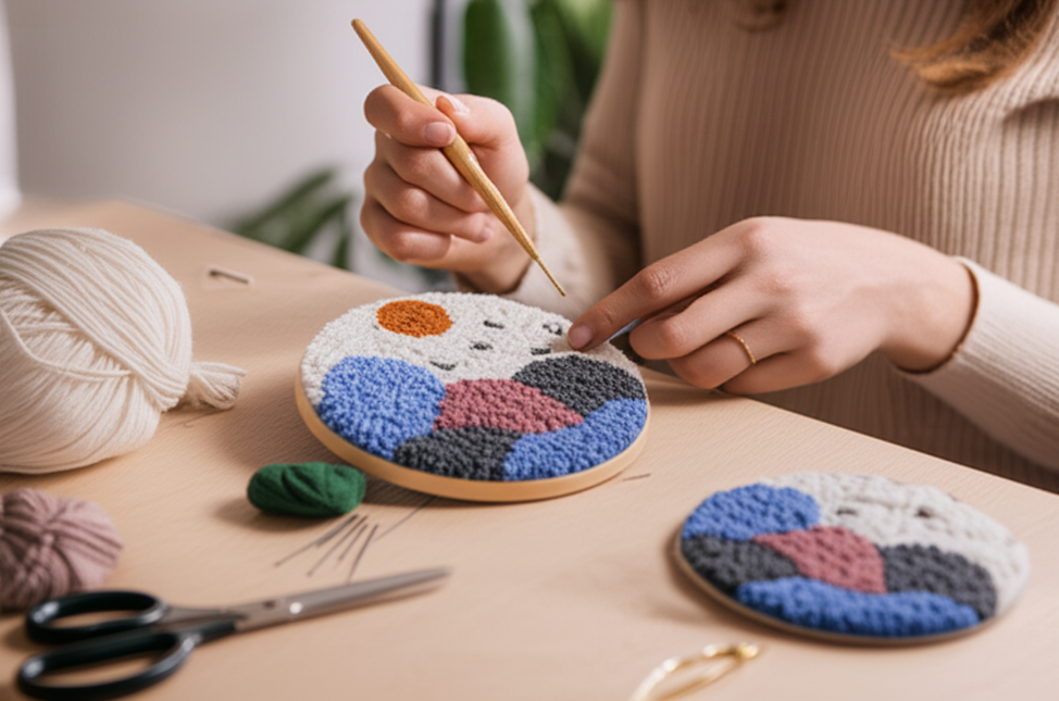 Mountains Scenery Punch Needle Embroidery Kit with Yarn for Beginners DIY Needlework Wool Work Decorative Paintings Home Decor - gallery 1