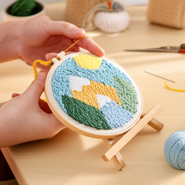 Mountains Scenery Punch Needle Embroidery Kit with Yarn for Beginners DIY Needlework Wool Work Decorative Paintings Home Decor - gallery 1