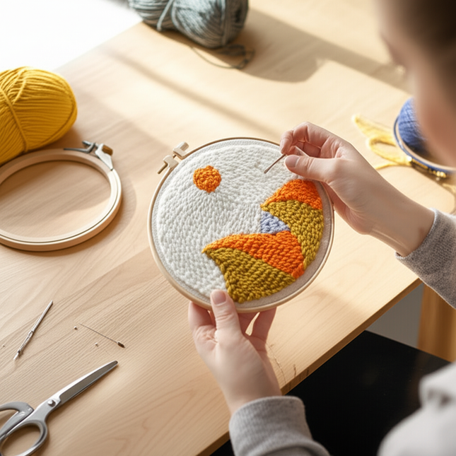 Mountains Scenery Punch Needle Embroidery Kit with Yarn for Beginners DIY Needlework Wool Work Decorative Paintings Home Decor - gallery 1