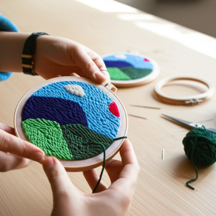 Mountains Scenery Punch Needle Embroidery Kit with Yarn for Beginners DIY Needlework Wool Work Decorative Paintings Home Decor - gallery 1