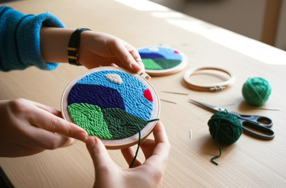 Mountains Scenery Punch Needle Embroidery Kit with Yarn for Beginners DIY Needlework Wool Work Decorative Paintings Home Decor - gallery 1