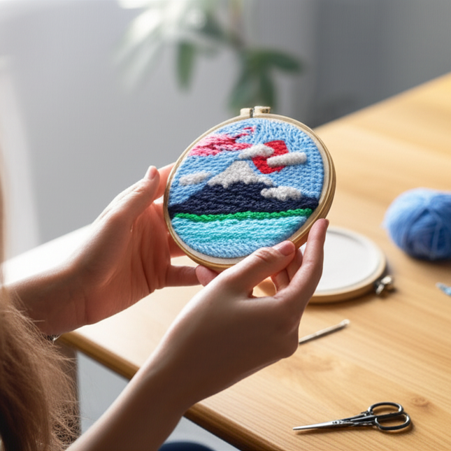 Mountains Scenery Punch Needle Embroidery Kit with Yarn for Beginners DIY Needlework Wool Work Decorative Paintings Home Decor - gallery 1