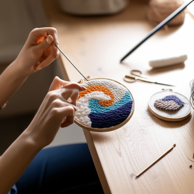 Cartoon Unicorn Dolphin Embroidery Patterns Punch Needle Kits Soft Yarn Needlework DIY Craft Kit - gallery 1