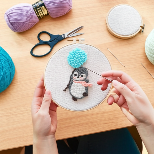 GATYZTORY Punch Needle Embroidery Kit, DIY Punch Needle Painting Set Handmade Material Pack, Panda Animal Style, Home Decoration - gallery 1