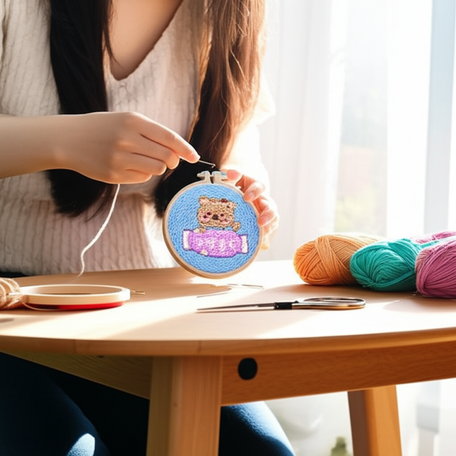 GATYZTORY Punch Needle Embroidery Kit, DIY Punch Needle Painting Set Handmade Material Pack, Panda Animal Style, Home Decoration - gallery 1