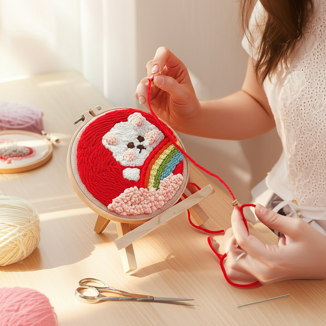 GATYZTORY Punch Needle Embroidery Kit, DIY Punch Needle Painting Set Handmade Material Pack, Panda Animal Style, Home Decoration - gallery 1