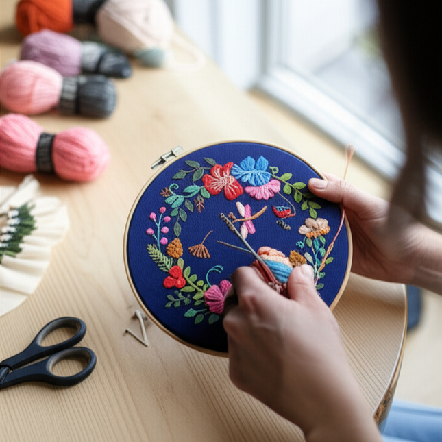 1PCS Embroidery Kit  Punch Needle Kit Simple Embroidery Kit Professional Flowers Pattern DIY Handmade Craft Set Cross Stitch - gallery 1