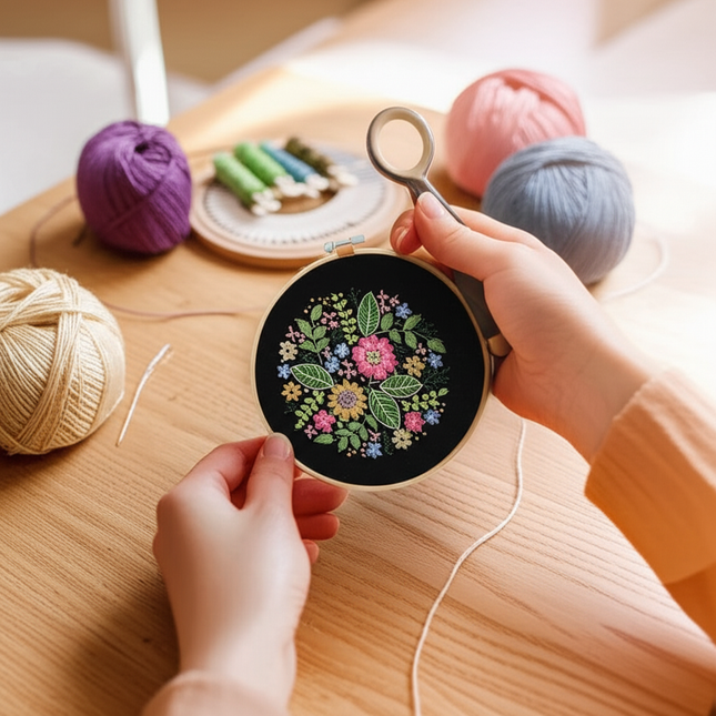 1PCS Embroidery Kit  Punch Needle Kit Simple Embroidery Kit Professional Flowers Pattern DIY Handmade Craft Set Cross Stitch - gallery 1