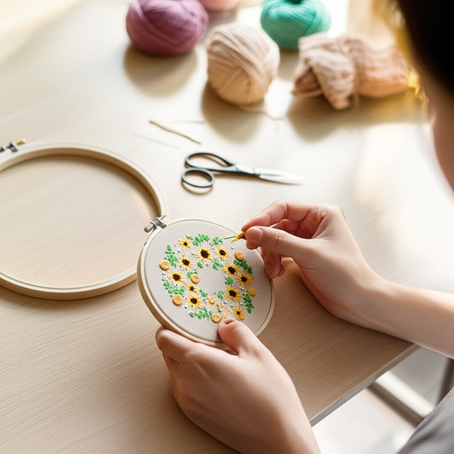 1PCS Embroidery Kit  Punch Needle Kit Simple Embroidery Kit Professional Flowers Pattern DIY Handmade Craft Set Cross Stitch - gallery 1