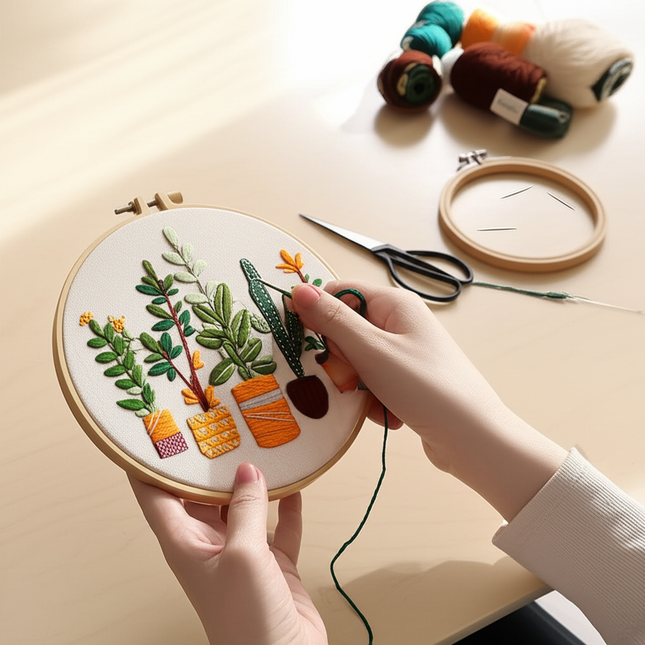 Mixed Style Embroidery Kit with EN Instructions,Thread, Stamped Cloth,Needle for DIY Room Decor - gallery 1