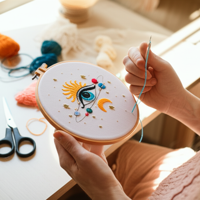 Eye Embroidery Starter kit with Patterns, DIY Adult Beginner Cross Stitch Kits, Including Colored Threads and Needles - gallery 1