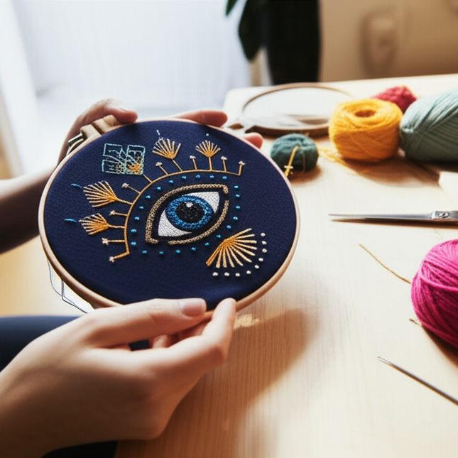Eye Embroidery Starter kit with Patterns, DIY Adult Beginner Cross Stitch Kits, Including Colored Threads and Needles - gallery 1