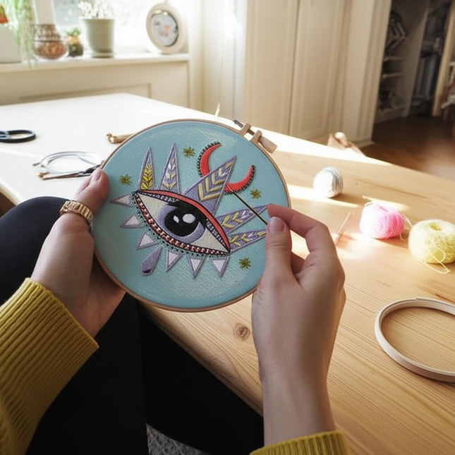 Eye Embroidery Starter kit with Patterns, DIY Adult Beginner Cross Stitch Kits, Including Colored Threads and Needles - gallery 1