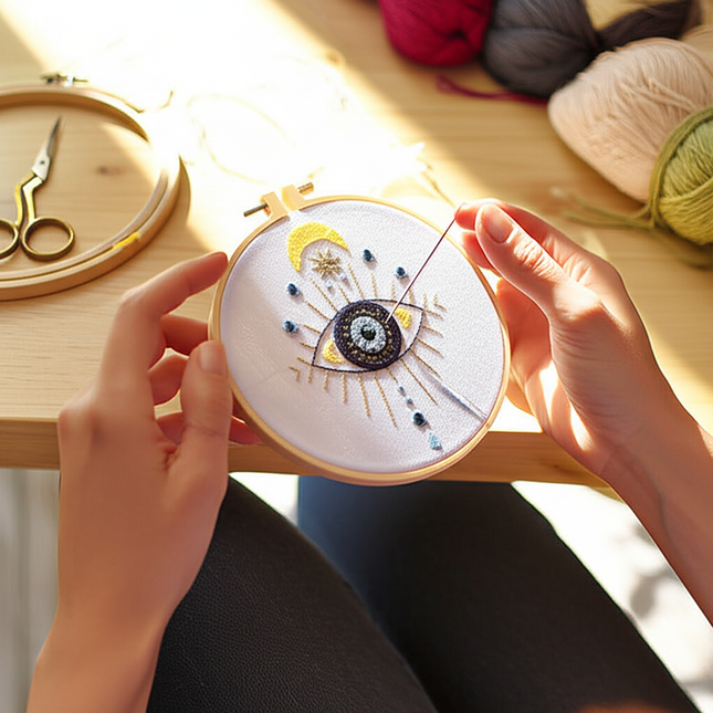Eye Embroidery Starter kit with Patterns, DIY Adult Beginner Cross Stitch Kits, Including Colored Threads and Needles - gallery 1