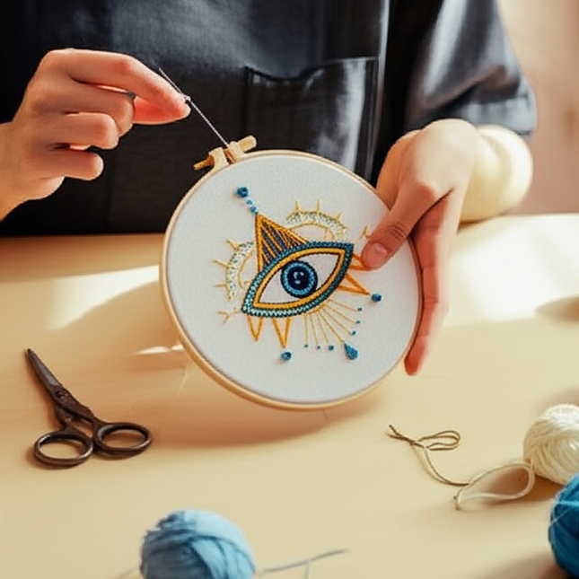 Eye Embroidery Starter kit with Patterns, DIY Adult Beginner Cross Stitch Kits, Including Colored Threads and Needles - gallery 1