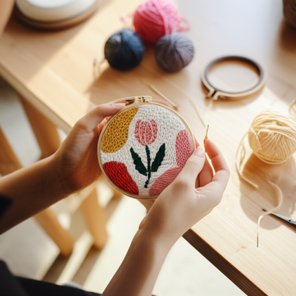 DIY Embroidery Kits For Beginner Craft Punch Needle Set Rug for Starter Kits with Stamped Sunflower Pattern Fabric Yarn Hoop - gallery 1