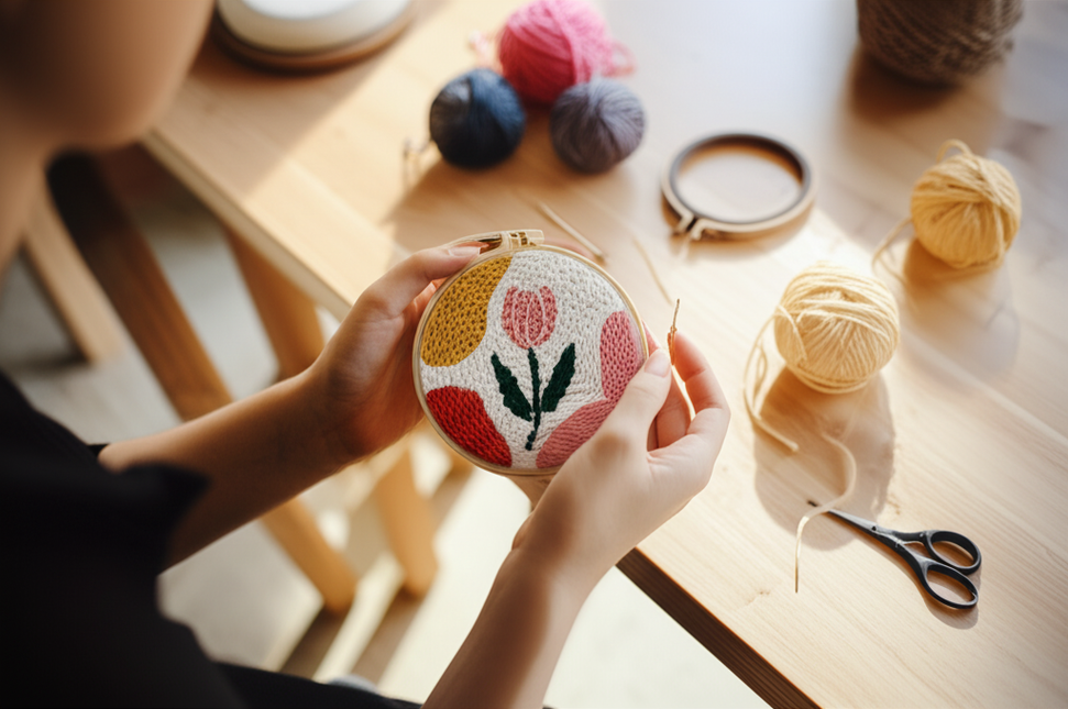 DIY Embroidery Kits For Beginner Craft Punch Needle Set Rug for Starter Kits with Stamped Sunflower Pattern Fabric Yarn Hoop - gallery 1