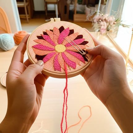 DIY Embroidery Kits For Beginner Craft Punch Needle Set Rug for Starter Kits with Stamped Sunflower Pattern Fabric Yarn Hoop - gallery 1