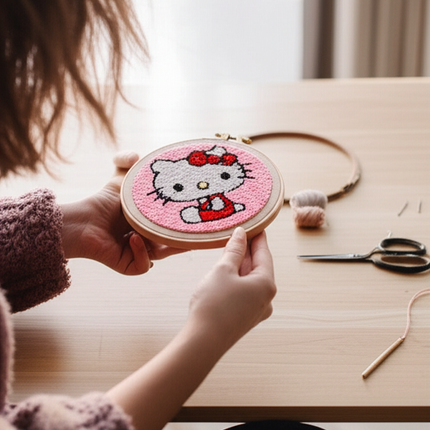 Punch Needle Embroidery Starter Kit Punch Needle Kits Cartoon Pattern Embroidery Pen For Adults Kids Beginner Gift Home Decor - gallery 1