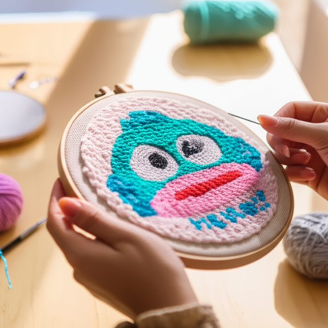 Punch Needle Embroidery Starter Kit Punch Needle Kits Cartoon Pattern Embroidery Pen For Adults Kids Beginner Gift Home Decor - gallery 1