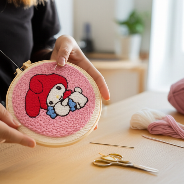 Punch Needle Embroidery Starter Kit Punch Needle Kits Cartoon Pattern Embroidery Pen For Adults Kids Beginner Gift Home Decor - gallery 1