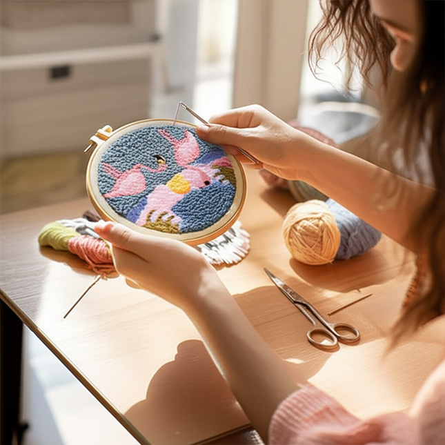 punch needle embroidery Cartoon Cute Animals Package Diy Set Punch Needle Kit Sewing Diy Punch Needle Poke Embroidery Handmade - gallery 1