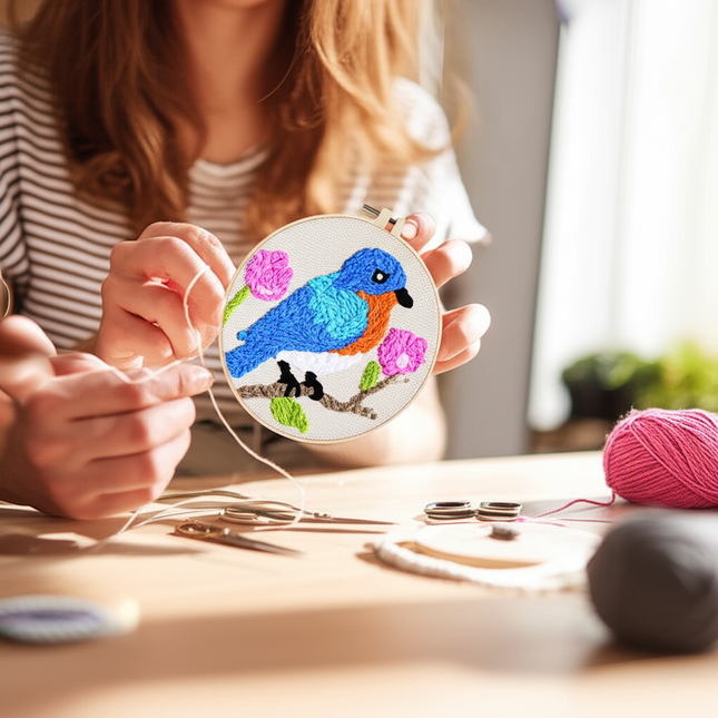 Diy Punch Needle Embroidery Starter Kits Animal Pattern Sewing Kit Funny Easy Yarn Painting Arts DIY Needlework Set For Beginner - gallery 1