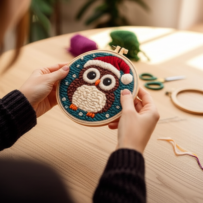 Diy Punch Needle Embroidery Starter Kits Animal Pattern Sewing Kit Funny Easy Yarn Painting Arts DIY Needlework Set For Beginner - gallery 1