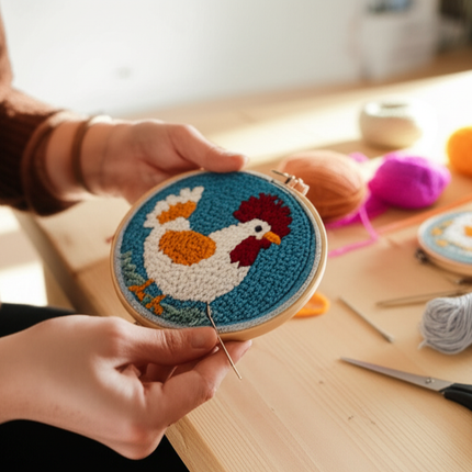 Diy Punch Needle Embroidery Starter Kits Animal Pattern Sewing Kit Funny Easy Yarn Painting Arts DIY Needlework Set For Beginner - gallery 1