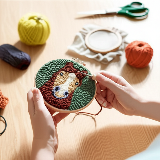 Cartoon Animal Punch Needle Embroidery Kit for Beginner Landscape Rug Tufting Coaster Yarn Punch Coaster Set For DIY Crafted - gallery 1