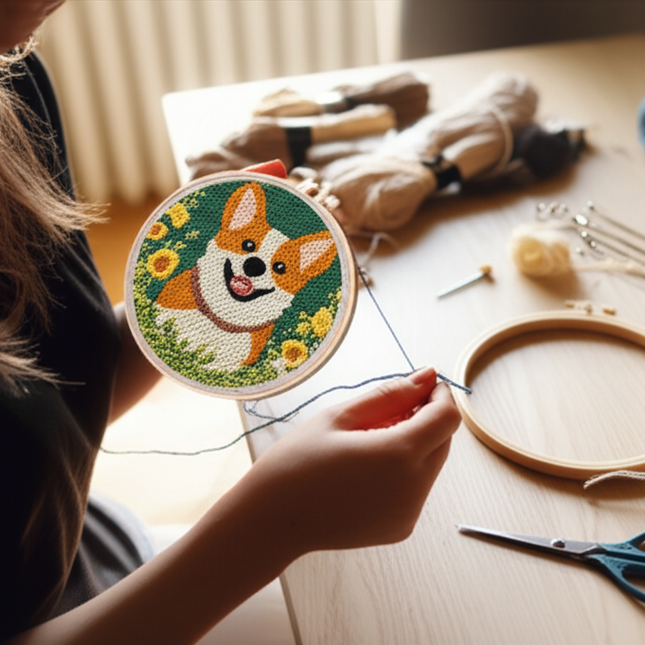 Diy Punch Needle Embroidery Starter Kits Animal Pattern Sewing Kit Funny Easy Yarn Painting Arts DIY Needlework Set For Beginner - gallery 1