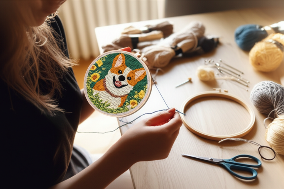 Diy Punch Needle Embroidery Starter Kits Animal Pattern Sewing Kit Funny Easy Yarn Painting Arts DIY Needlework Set For Beginner - gallery 1