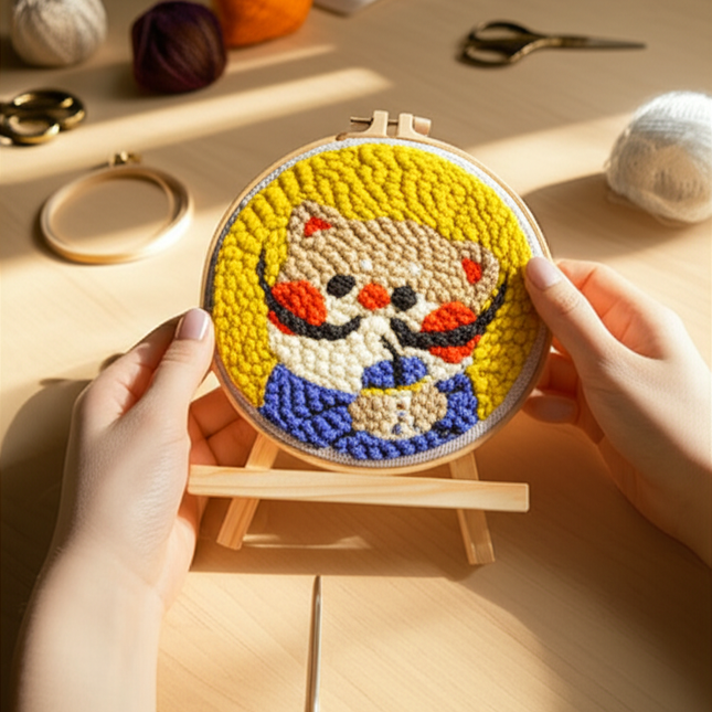 Rainbow Embroidery Kit for Beginner Punch Needle  Starter Set DIY Craft Set Rug Hooking Tool With Threader Fabric Wool Yarn - gallery 1