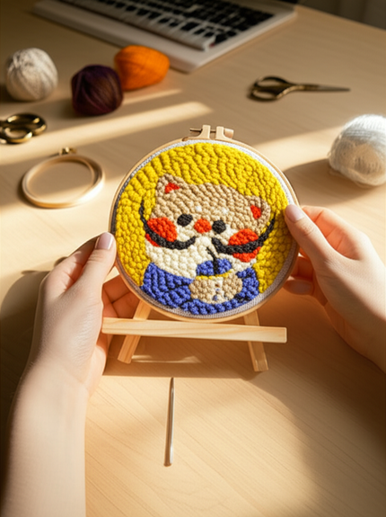 Rainbow Embroidery Kit for Beginner Punch Needle  Starter Set DIY Craft Set Rug Hooking Tool With Threader Fabric Wool Yarn - gallery 1