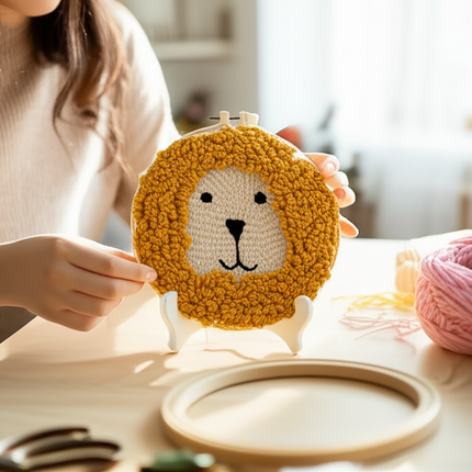 Cute Cartoon Animal Punch Needle Embroidery Kit for Beginners Soft Yarn Needlework Embroidery Set Home Decor - gallery 1