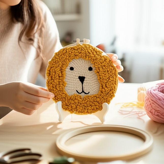 Cute Cartoon Animal Punch Needle Embroidery Kit for Beginners Soft Yarn Needlework Embroidery Set Home Decor - gallery 1