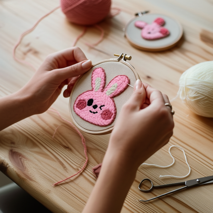 Cute Cartoon Animal Punch Needle Embroidery Kit for Beginners Soft Yarn Needlework Embroidery Set Home Decor - gallery 1