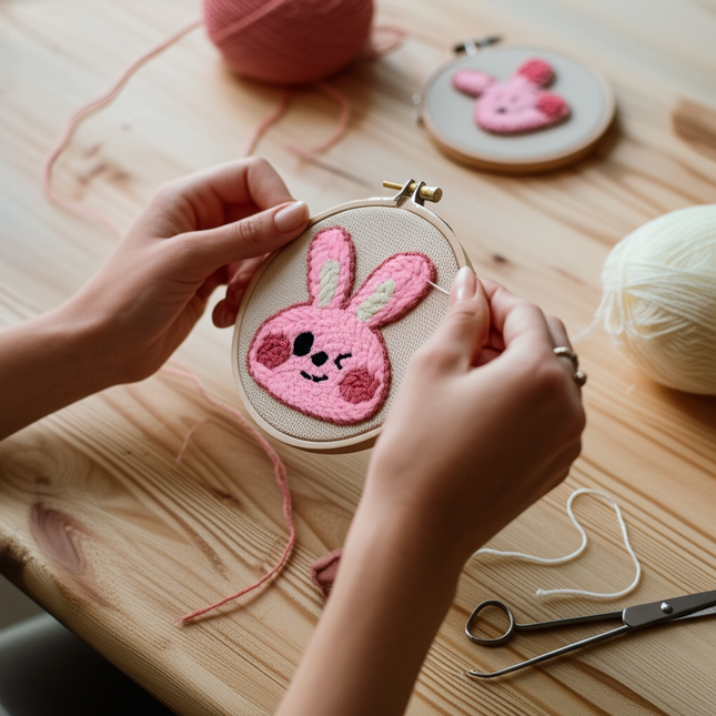 Cute Cartoon Animal Punch Needle Embroidery Kit for Beginners Soft Yarn Needlework Embroidery Set Home Decor - gallery 1