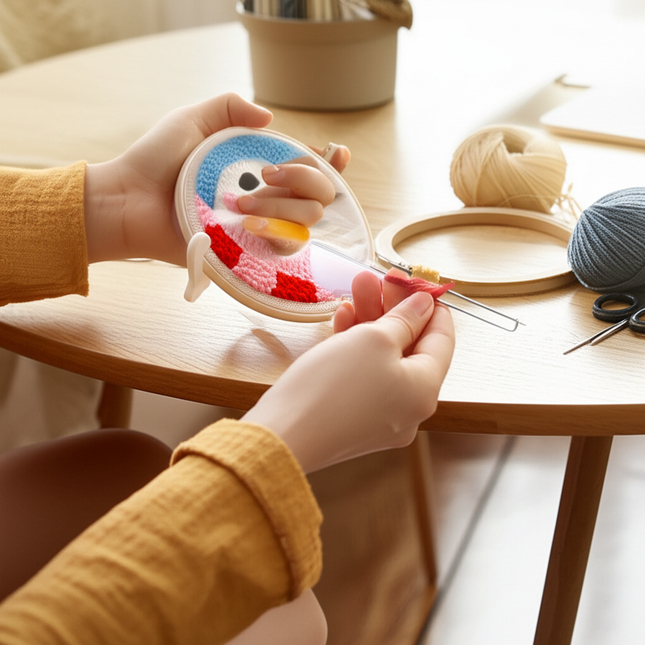 Cute Cartoon Animal Punch Needle Embroidery Kit for Beginners Soft Yarn Needlework Embroidery Set Home Decor - gallery 1