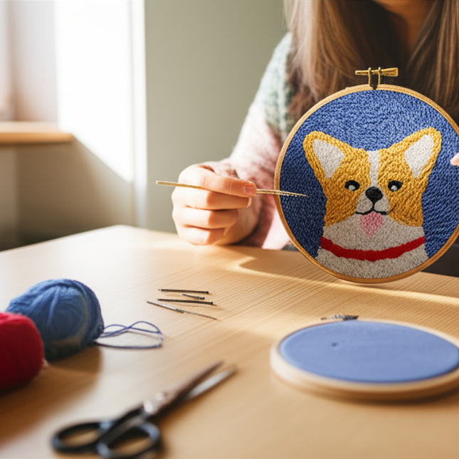 Cute Cartoon Animal Punch Needle Embroidery Kit for Beginners Soft Yarn Needlework Embroidery Set Home Decor - gallery 1