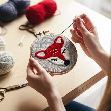 Cute Cartoon Animal Punch Needle Embroidery Kit for Beginners Soft Yarn Needlework Embroidery Set Home Decor - gallery 1