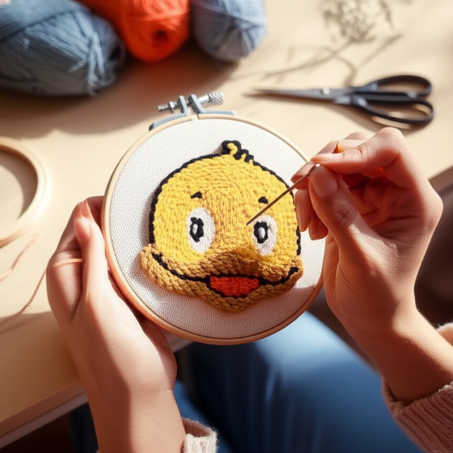 Cute Cartoon Animal Punch Needle Embroidery Kit for Beginners Soft Yarn Needlework Embroidery Set Home Decor - gallery 1